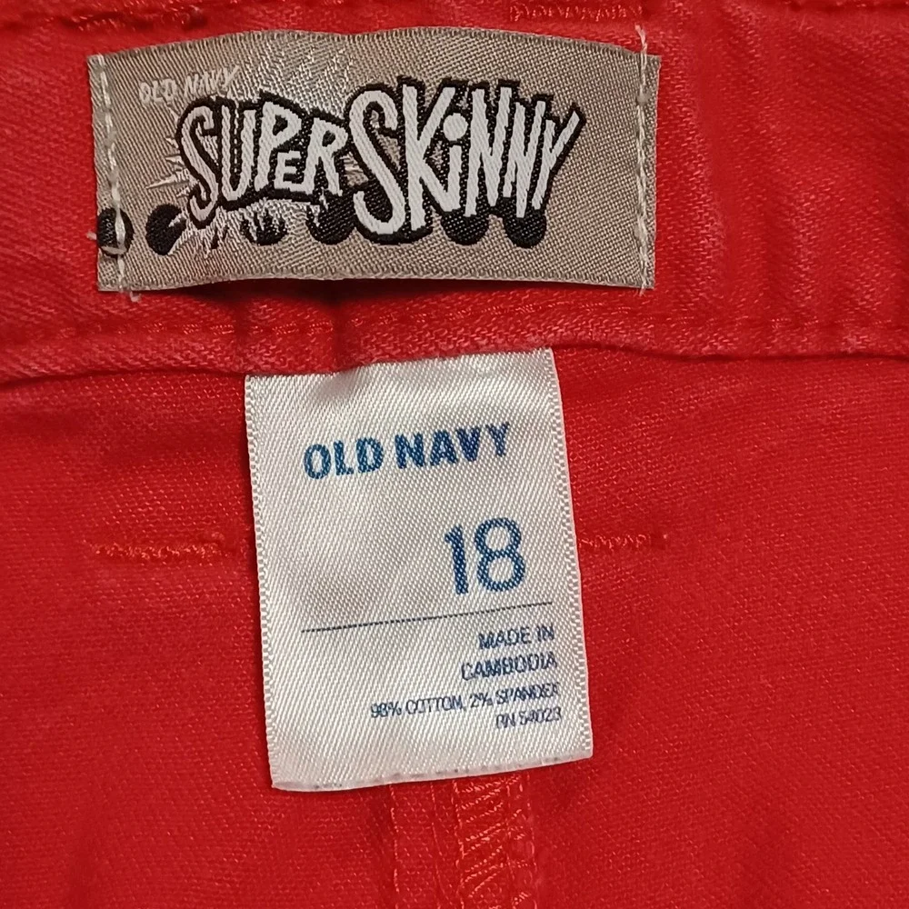 Old Navy Super Skinny Jeans Red Boy Size 18 Cotton Stretch Pants 28x31 256219-04